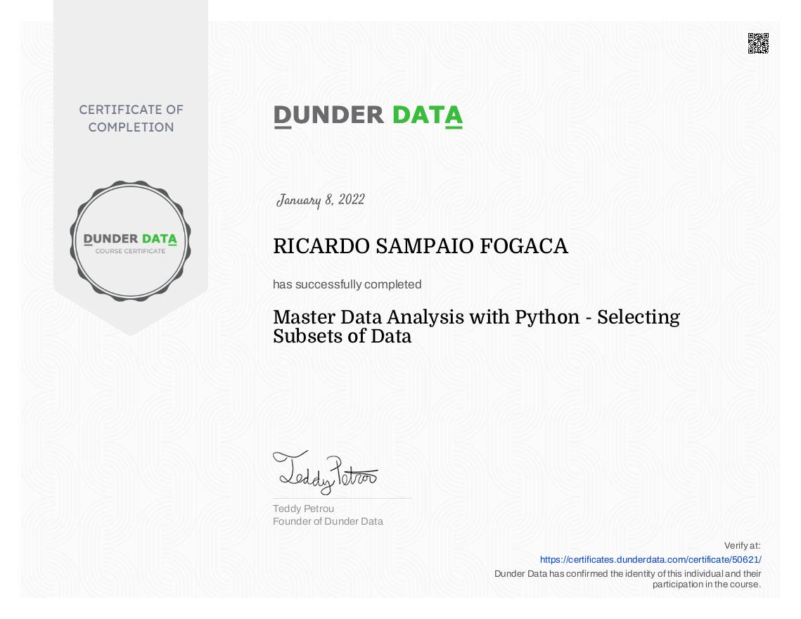 Master Data Analysis with Python - Selecting Subsets of Data