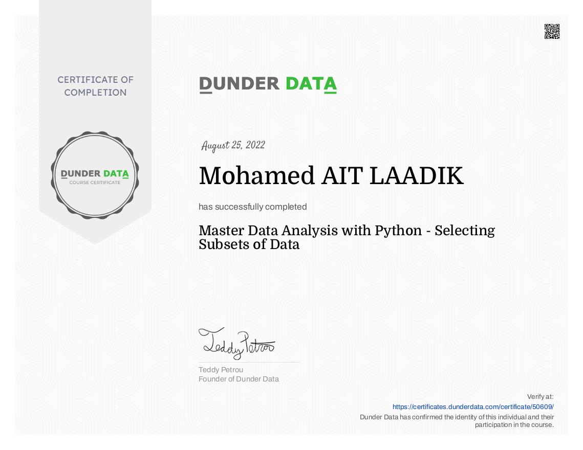 Master Data Analysis with Python - Selecting Subsets of Data