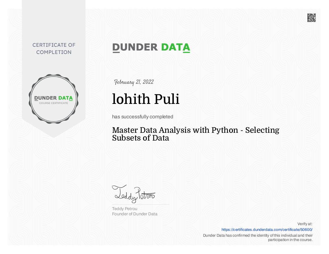Master Data Analysis with Python - Selecting Subsets of Data
