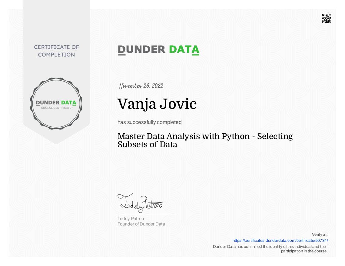 Master Data Analysis with Python - Selecting Subsets of Data