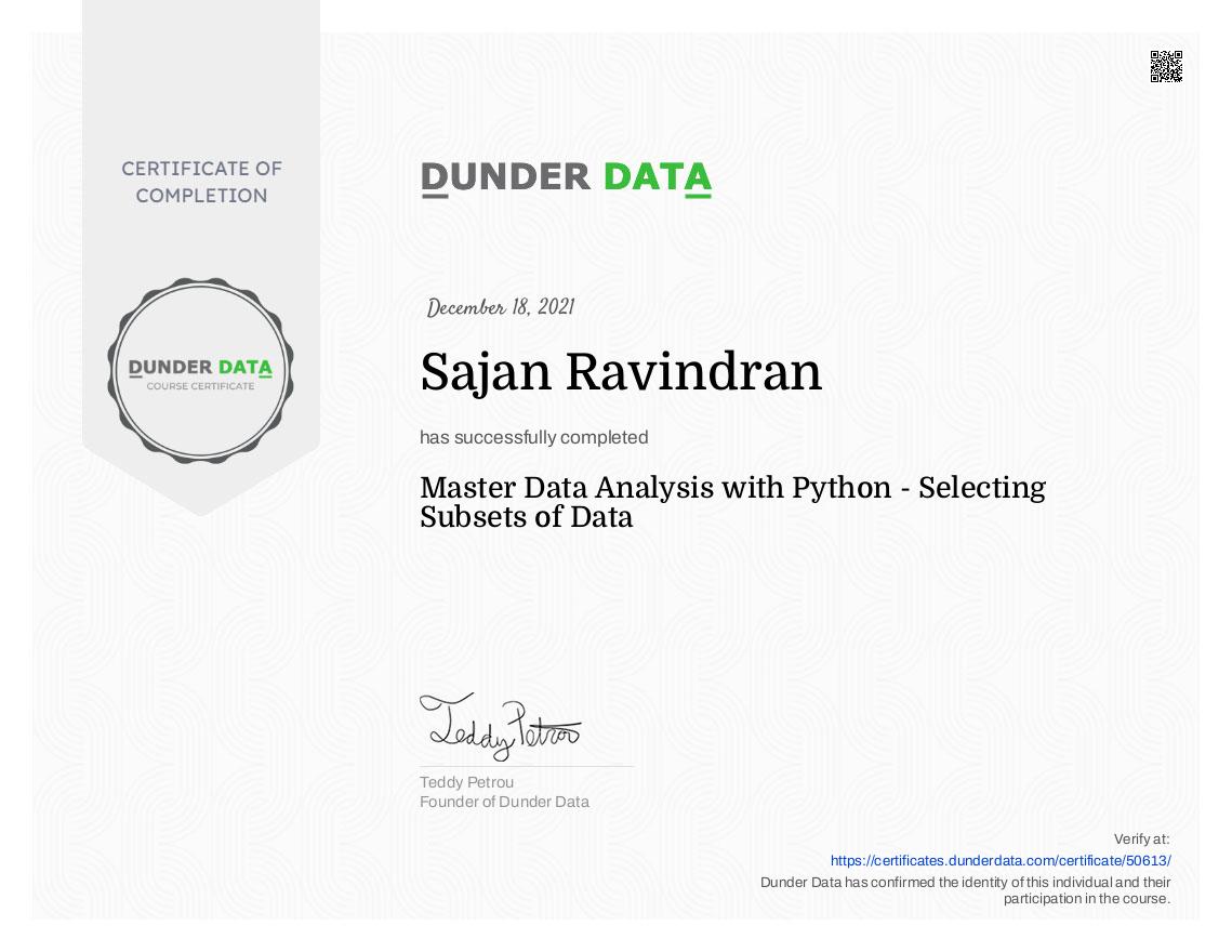 Master Data Analysis with Python - Selecting Subsets of Data